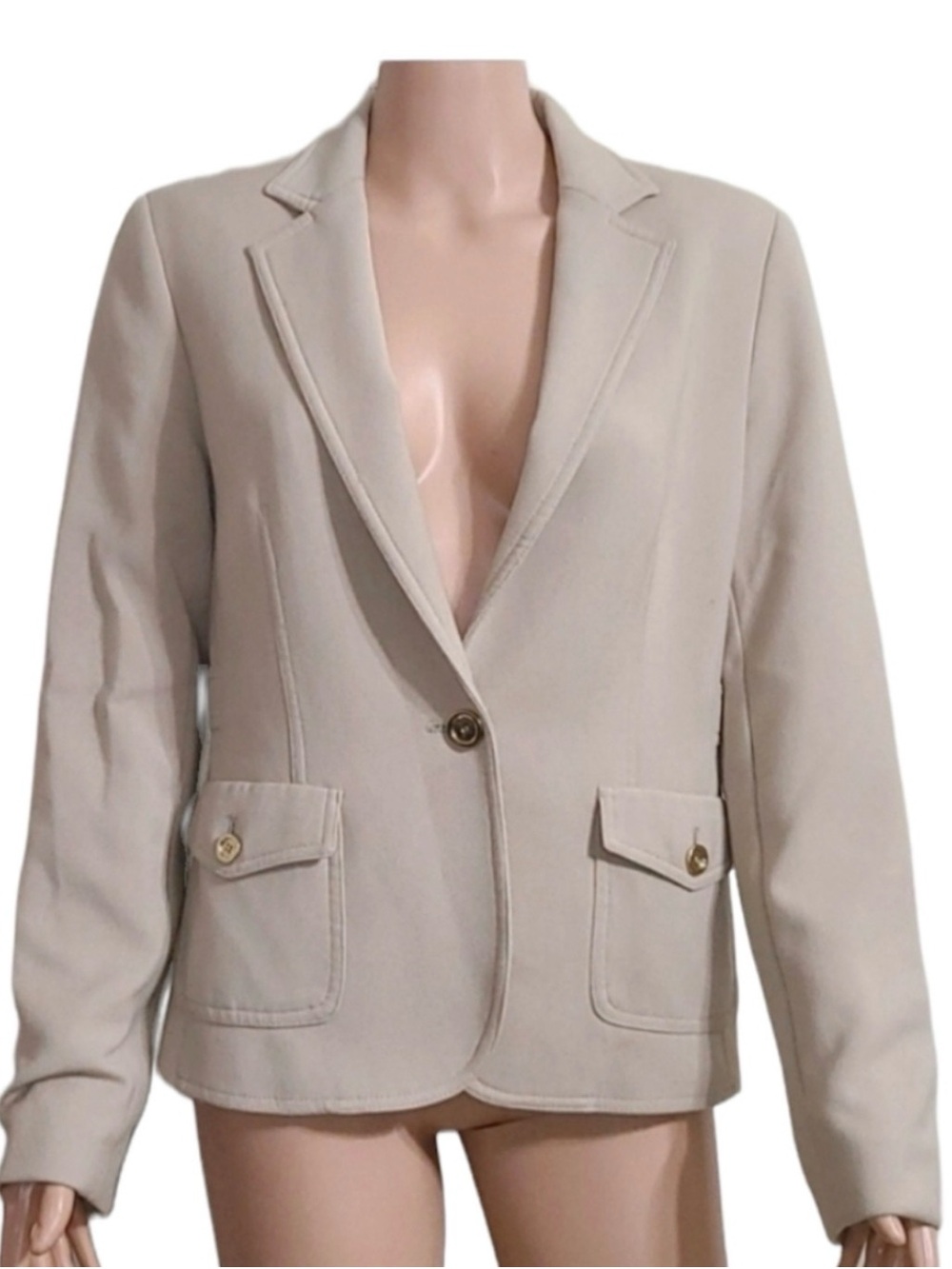 Jones New York Cream Single Button Tailored Blazer Jacket Size 6